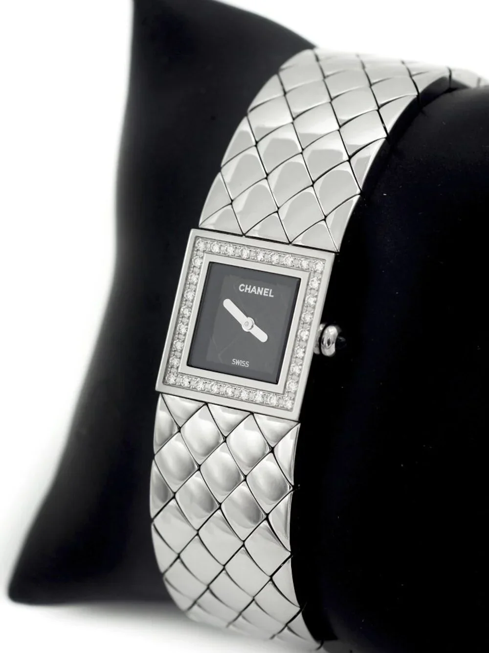 CHANEL Vintage Diamond Matelasse Stainless Steel Wristwatch